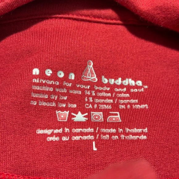 NEON BUDDHA Sz L Jacket Red Button-Up Funnel Neck Pockets Long Sleeve Lagenlook - Picture 9 of 9